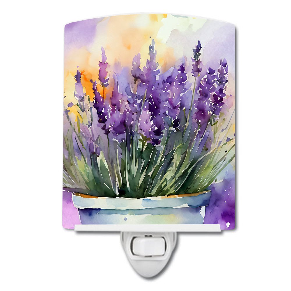Lavender in Watercolor Ceramic Nightlight (Design B) - Napa Valley Wildflower Co.