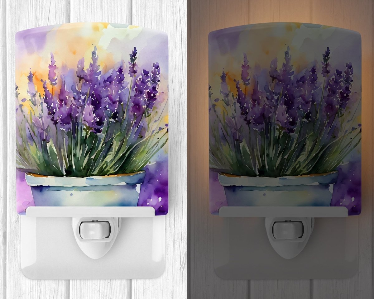 Lavender in Watercolor Ceramic Nightlight (Design B) - Napa Valley Wildflower Co.
