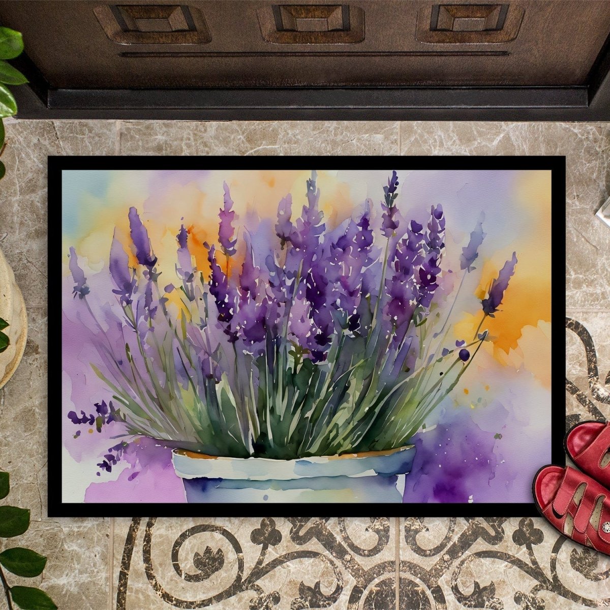 Lavender in Watercolor Doormat 18x27 (Design B) - Napa Valley Wildflower Co.