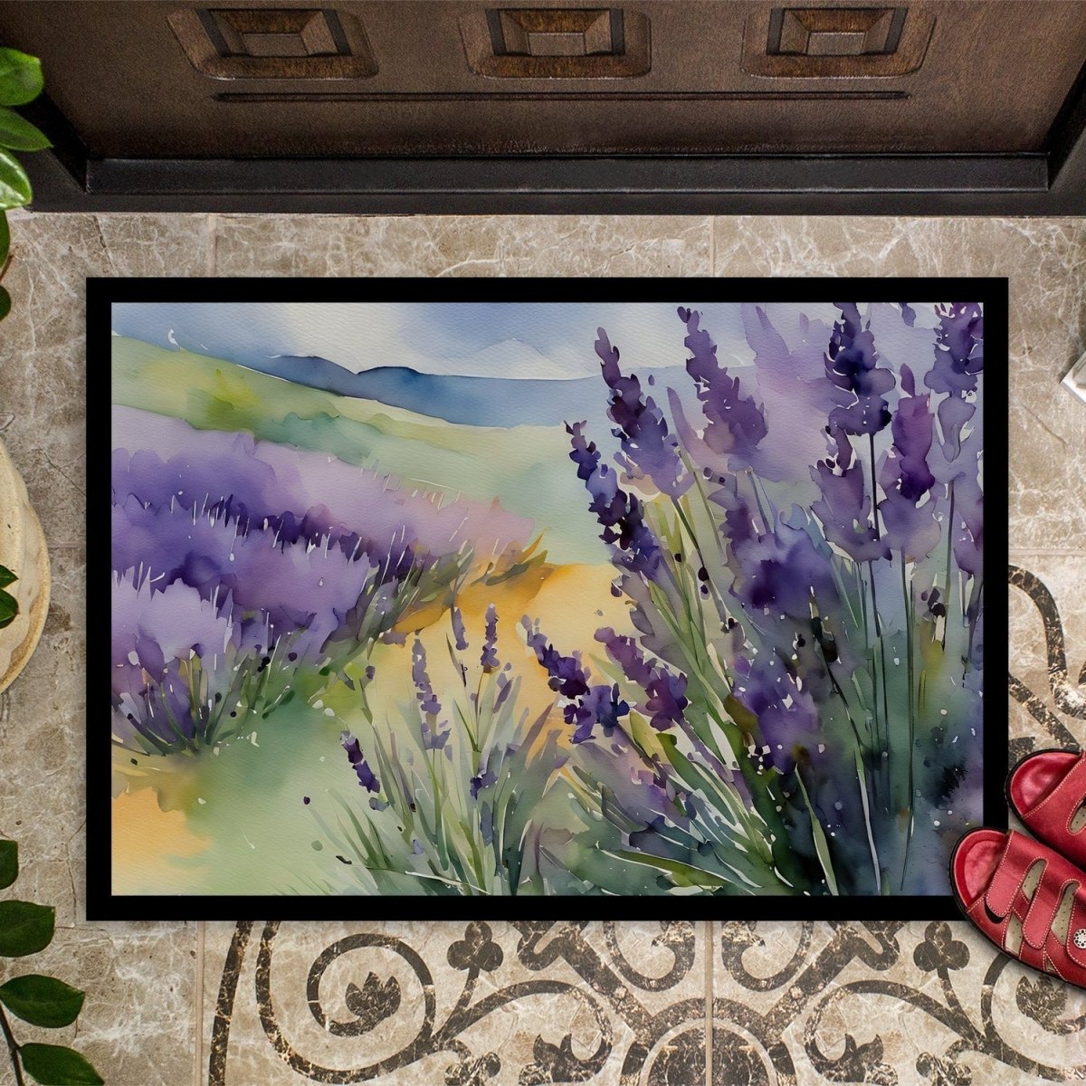 Lavender in Watercolor Doormat 24x36 (Design A) - Napa Valley Wildflower Co.