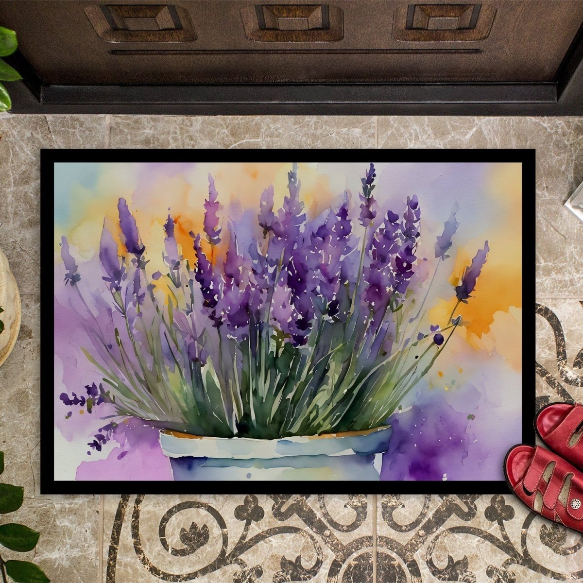 Lavender in Watercolor Doormat 24x36 (Design B) - Napa Valley Wildflower Co.