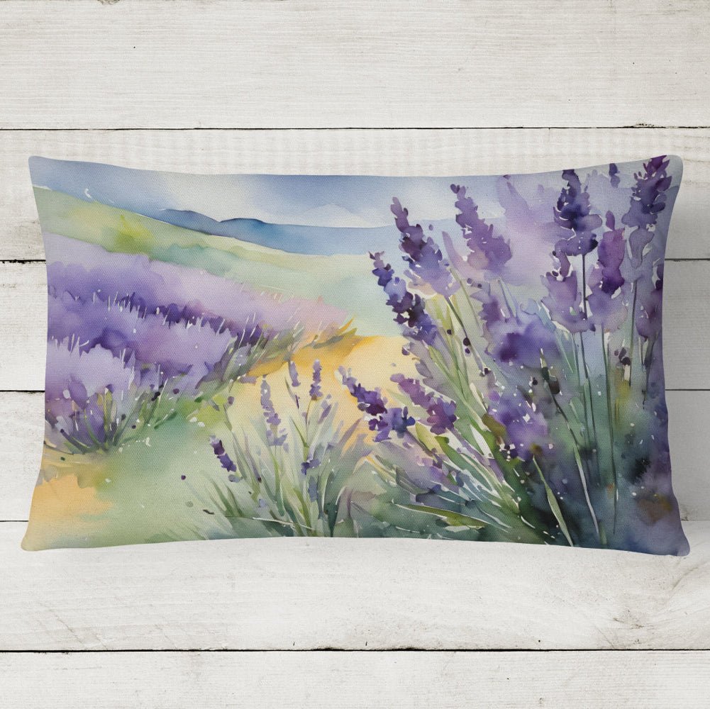 Lavender in Watercolor Fabric Decorative Indoor/Outdoor Pillow 12x16 (Design A) - Napa Valley Wildflower Co.