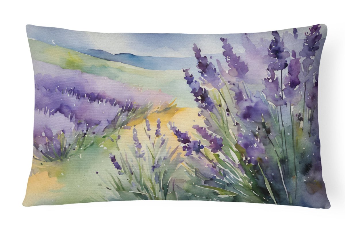 Lavender in Watercolor Fabric Decorative Indoor/Outdoor Pillow 12x16 (Design A) - Napa Valley Wildflower Co.