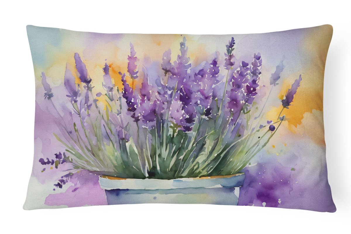 Lavender in Watercolor Fabric Decorative Indoor/Outdoor Pillow 12x16 (Design B) - Napa Valley Wildflower Co.