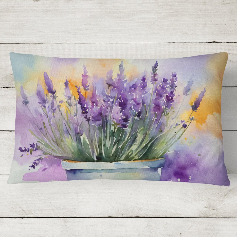 Lavender in Watercolor Fabric Decorative Indoor/Outdoor Pillow 12x16 (Design B) - Napa Valley Wildflower Co.
