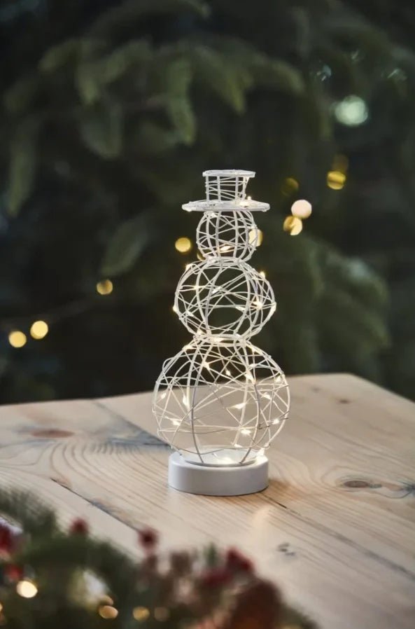 LED Fairy Light Tabletop Snowman | Wire Accent Table Ornament - Napa Valley Wildflower Co.