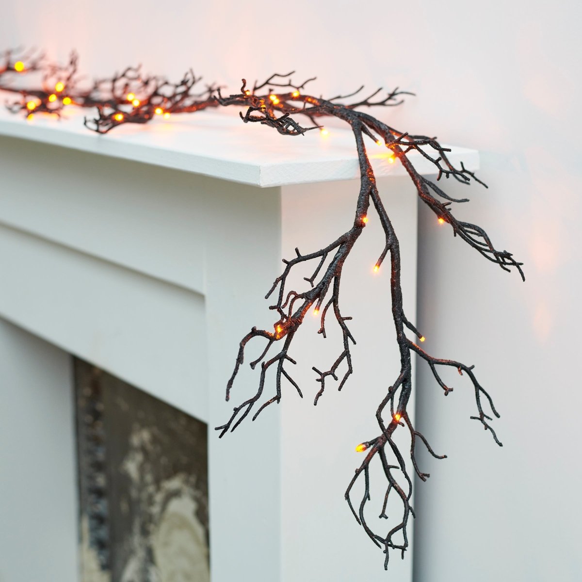 Lit Black Twig Halloween Garland - Dual Color Thrill - Napa Valley Wildflower Co.