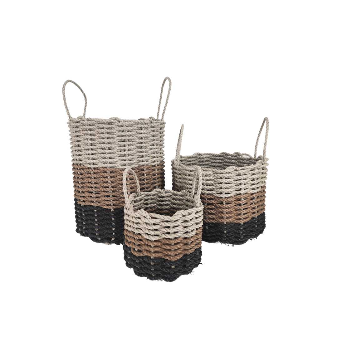 Maine Lobster Rope Basket (Black, Brown & Tan Ombre) - Napa Valley Wildflower Co.