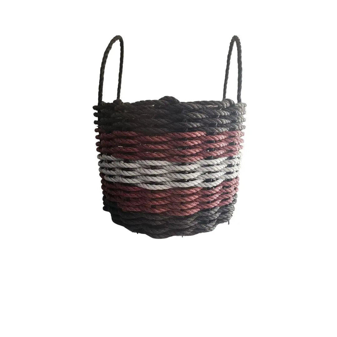 Maine Lobster Rope Basket (Five Stripe Black, Burgundy & Gray) - Napa Valley Wildflower Co.