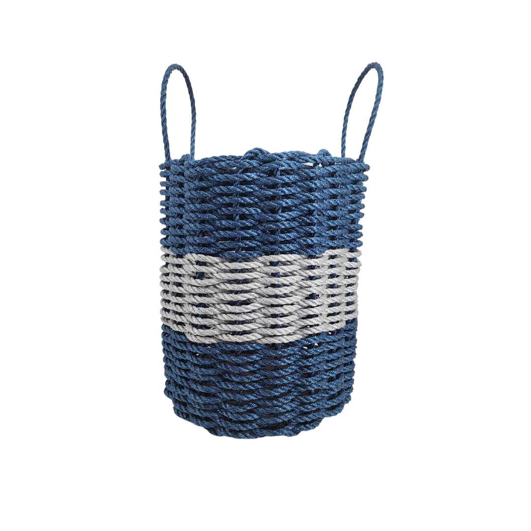 Maine Lobster Rope Basket (Navy Blue & Light Gray) - Napa Valley Wildflower Co.