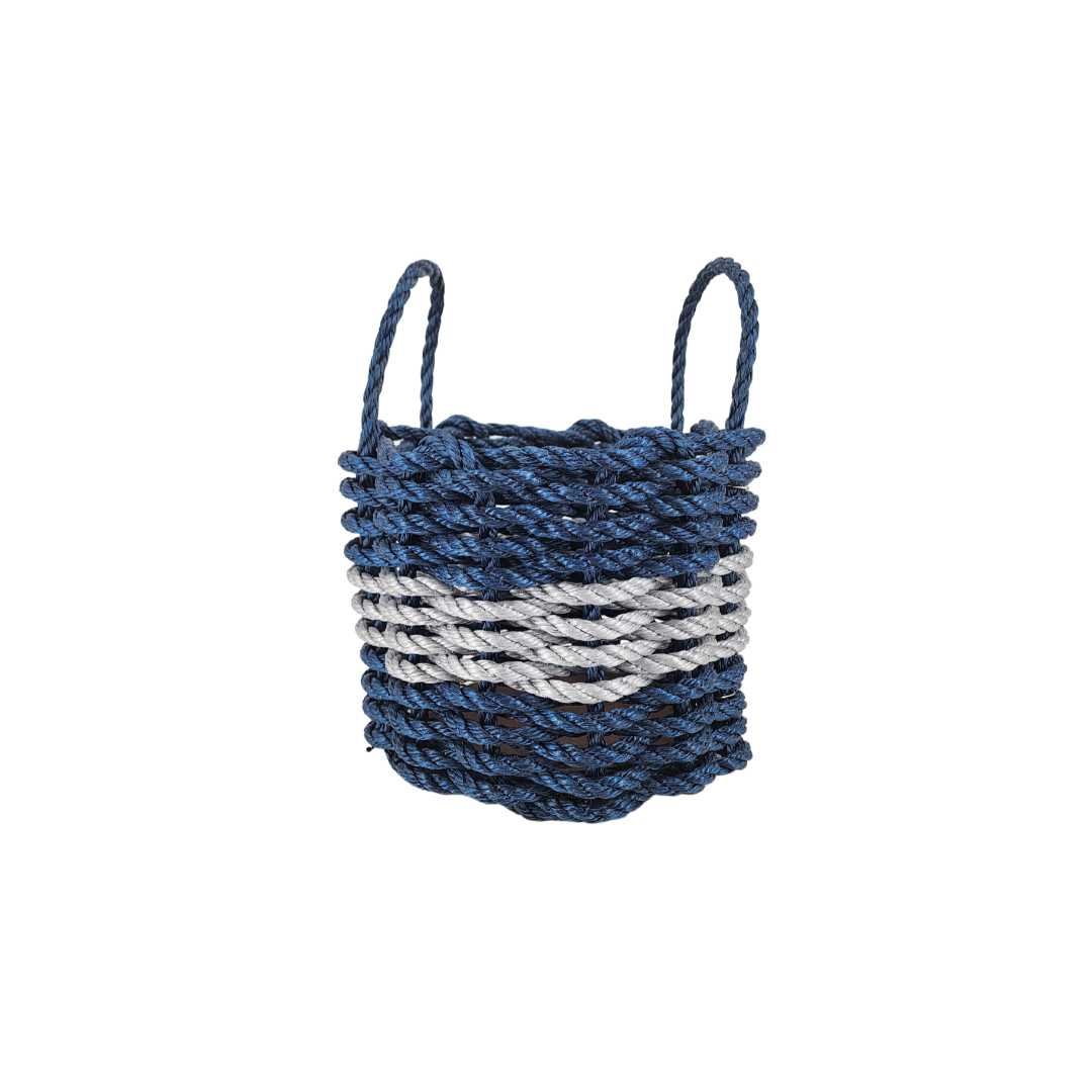 Maine Lobster Rope Basket (Navy Blue & Light Gray) - Napa Valley Wildflower Co.