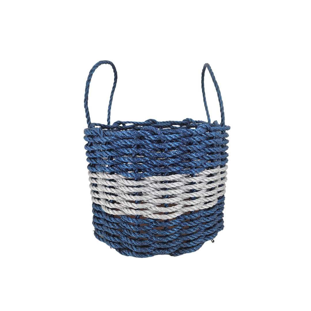 Maine Lobster Rope Basket (Navy Blue & Light Gray) - Napa Valley Wildflower Co.