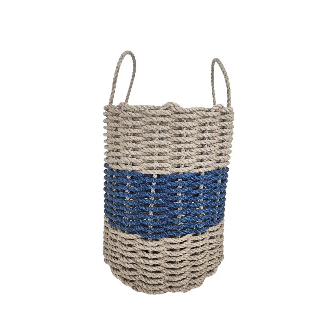 Maine Lobster Rope Basket (Tan & Navy Blue) - Napa Valley Wildflower Co.