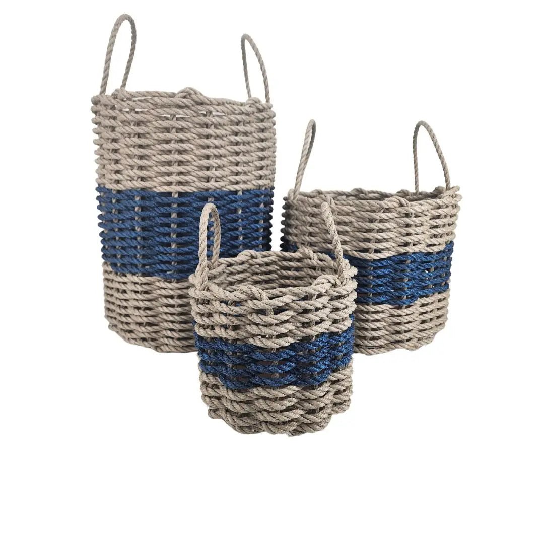 Maine Lobster Rope Basket (Tan & Navy Blue) - Napa Valley Wildflower Co.