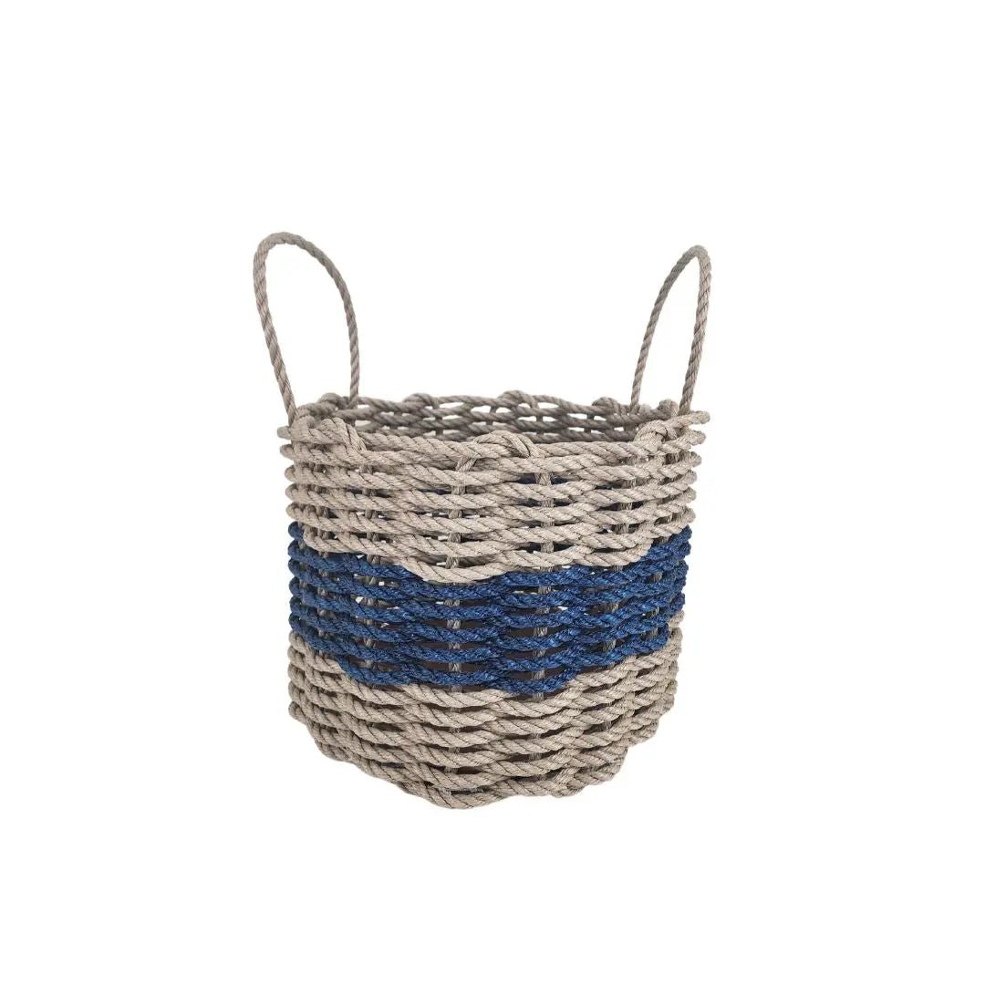 Maine Lobster Rope Basket (Tan & Navy Blue) - Napa Valley Wildflower Co.