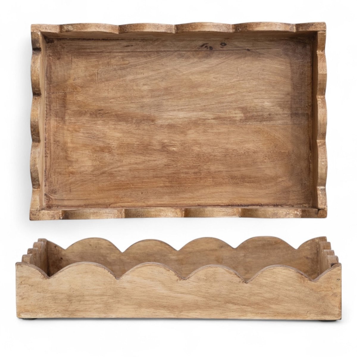 Mango Wood Scalloped Edge Tray - Napa Valley Wildflower Co.