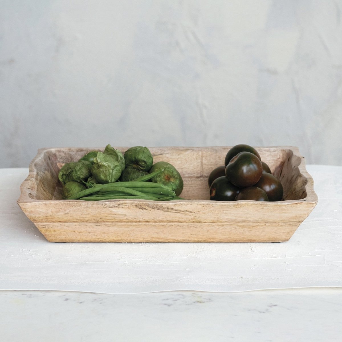 Mango Wood Scalloped Edge Tray - Napa Valley Wildflower Co.