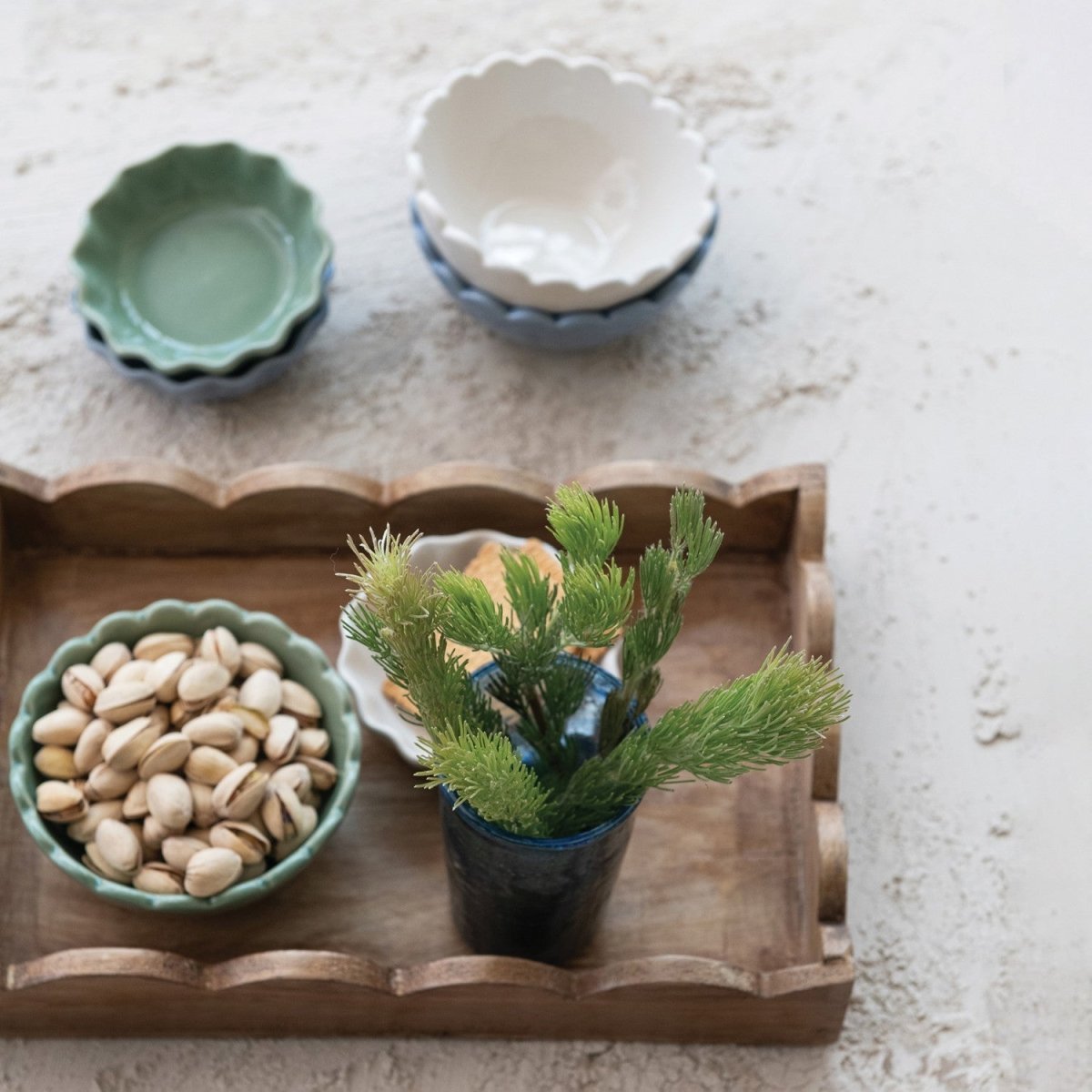 Mango Wood Scalloped Tray - Napa Valley Wildflower Co.