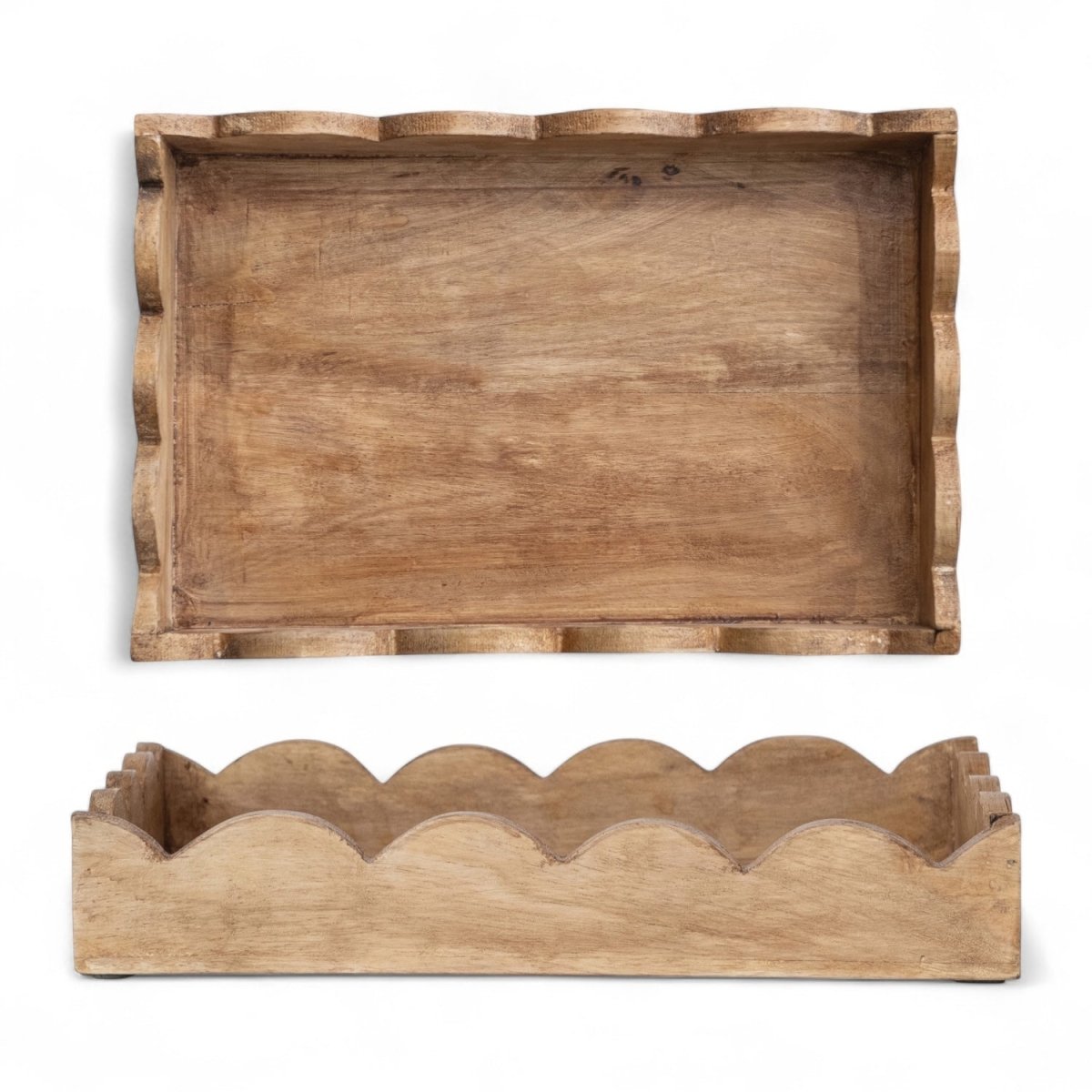 Mango Wood Scalloped Tray - Napa Valley Wildflower Co.