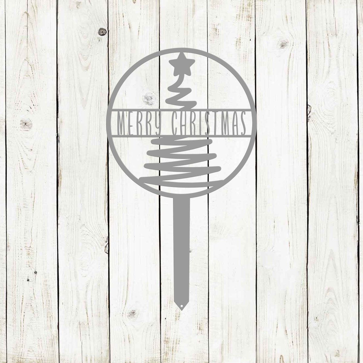 Merry Christmas Tree Metal Garden Yard Stake - Napa Valley Wildflower Co.