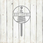 Merry Christmas Tree Metal Garden Yard Stake - Napa Valley Wildflower Co.