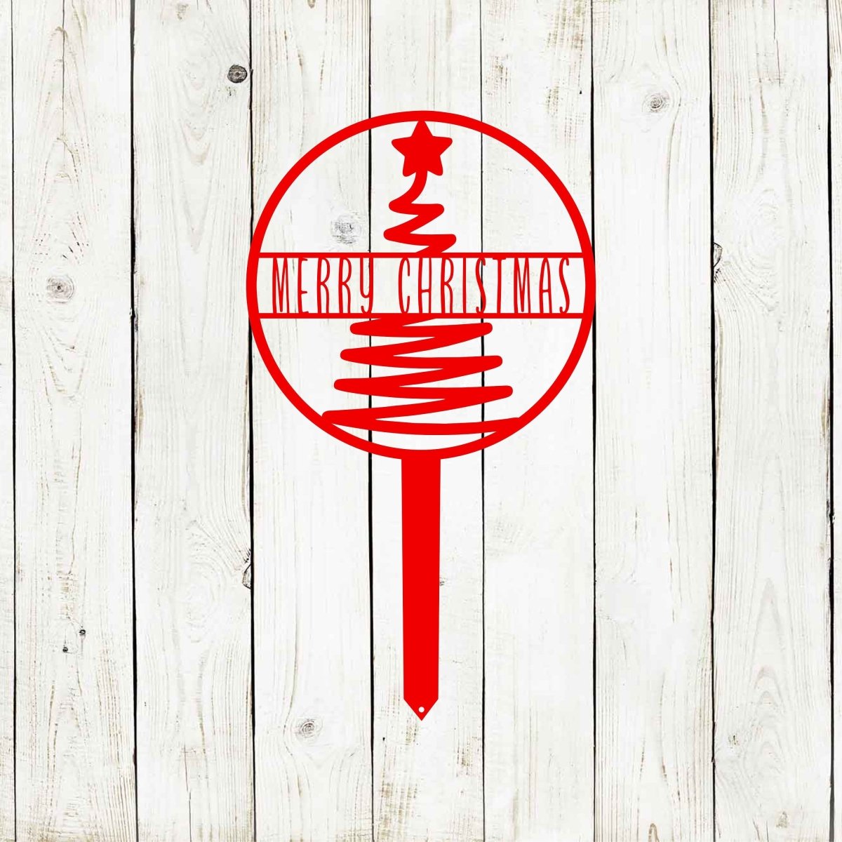 Merry Christmas Tree Metal Garden Yard Stake - Napa Valley Wildflower Co.