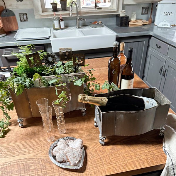 Metal Footed Planters, Set of Two - Napa Valley Wildflower Co.