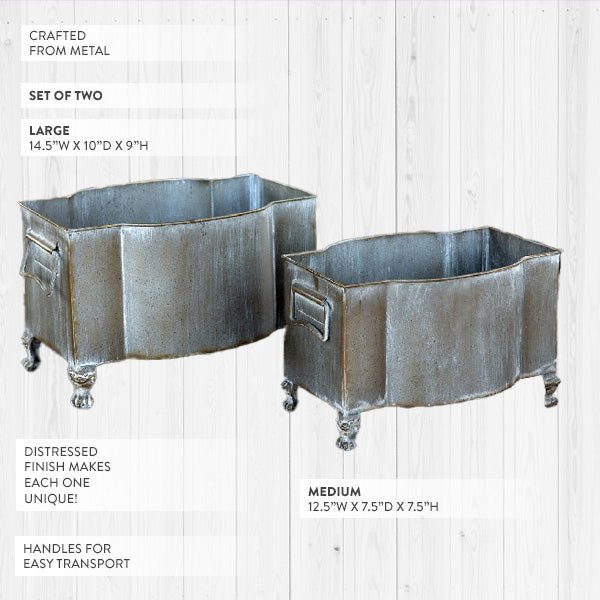Metal Footed Planters, Set of Two - Napa Valley Wildflower Co.