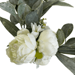 Modern Teardrop Wreath with White Peonies & Eucalyptus - Napa Valley Wildflower Co.