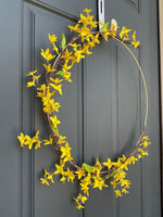 Modern Yellow Forsythia Hoop Wreath - Napa Valley Wildflower Co.
