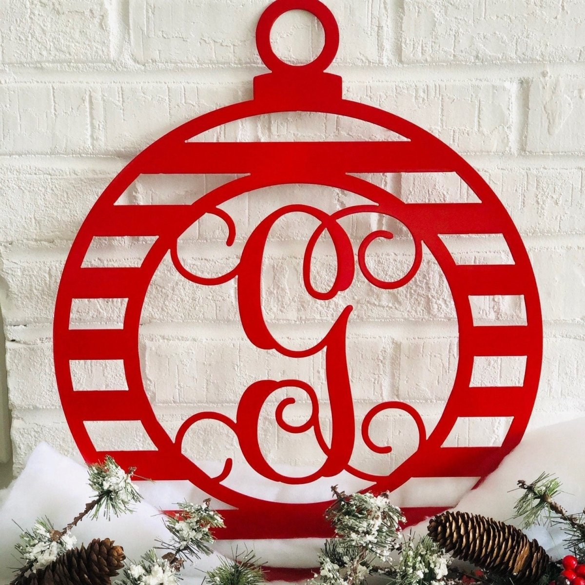 Monogram Christmas Ornament Metal Sign - Napa Valley Wildflower Co.