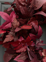 Moody Burgundy Fall & Halloween Wreath with Black Velvet Bow - Napa Valley Wildflower Co.