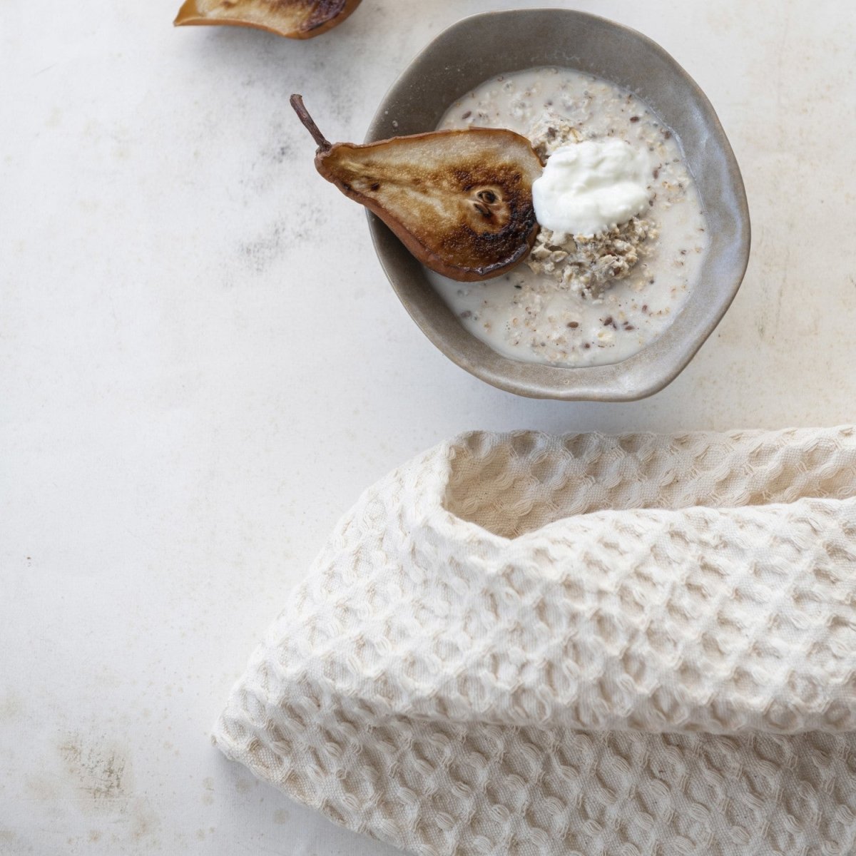 Natural Cream Stonewashed Waffle Weave Kitchen Tea Towel - Napa Valley Wildflower Co.
