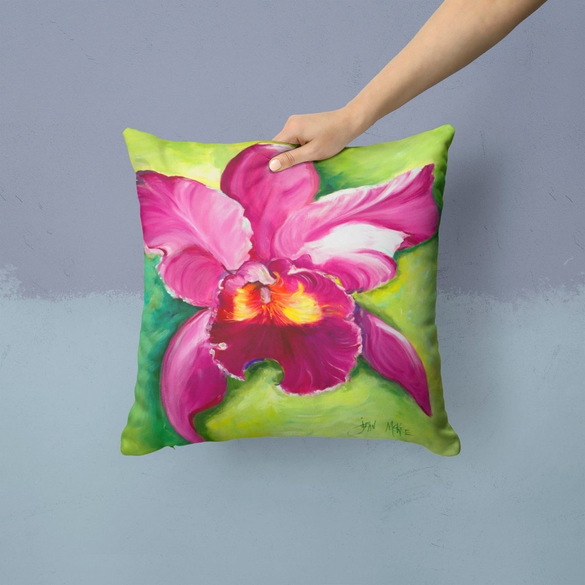 Orchid Watercolor Canvas Fabric Decorative Pillow 14x14 - Napa Valley Wildflower Co.