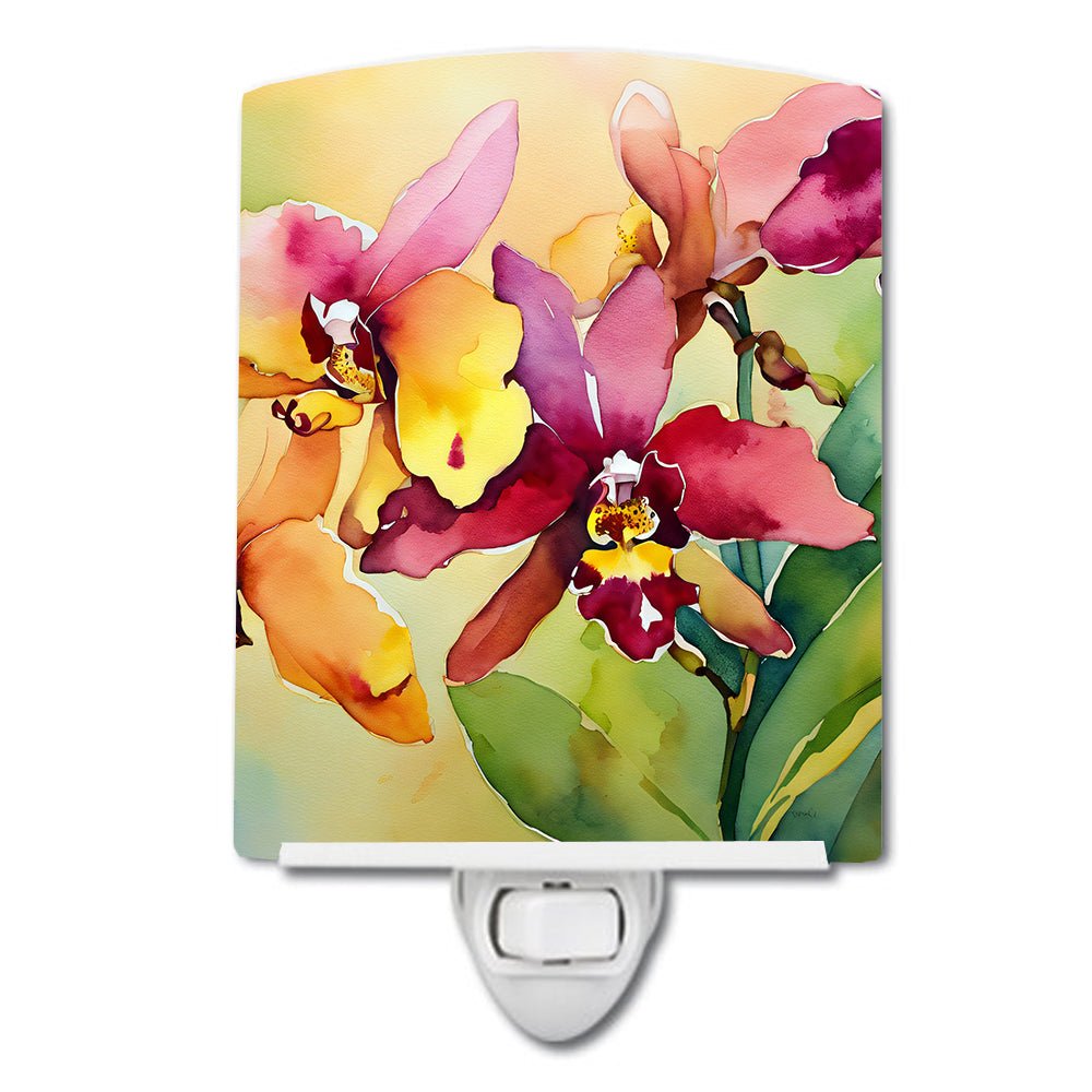 Orchids in Watercolor Ceramic Nightlight - Napa Valley Wildflower Co.
