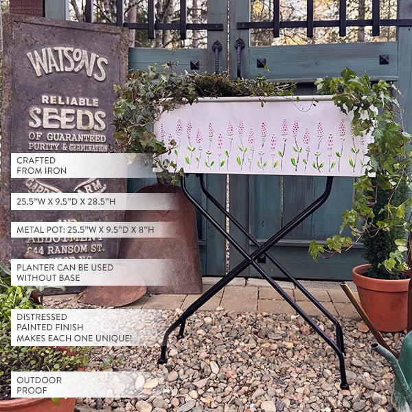 Outdoor Floral Oval Metal Plant Stand - Napa Valley Wildflower Co.