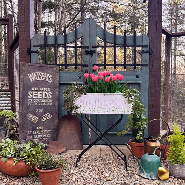 Outdoor Floral Oval Metal Plant Stand - Napa Valley Wildflower Co.