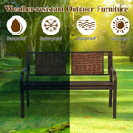 Outdoor Rattan Garden Bench – Steel Frame Patio Bench with Armrests - Napa Valley Wildflower Co.