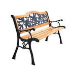 Outdoor Wooden Garden Bench Loveseat with Iron Armrests – 49.5” Patio Bench - Napa Valley Wildflower Co.