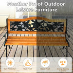 Outdoor Wooden Garden Bench Loveseat with Iron Armrests – 49.5” Patio Bench - Napa Valley Wildflower Co.