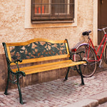 Outdoor Wooden Garden Bench Loveseat with Iron Armrests – 49.5” Patio Bench - Napa Valley Wildflower Co.