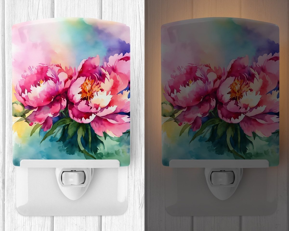 Peonies in Watercolor Ceramic Nightlight - Napa Valley Wildflower Co.
