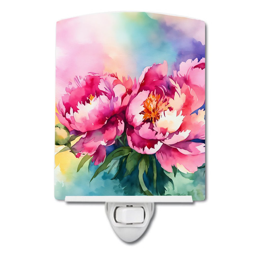 Peonies in Watercolor Ceramic Nightlight - Napa Valley Wildflower Co.