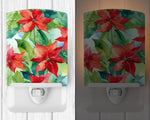 Poinsettias in Watercolor Ceramic Night light - Napa Valley Wildflower Co.