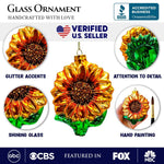 (Pre - Order) Glossy Charming Sunflower Glass Christmas Ornament - Napa Valley Wildflower Co.