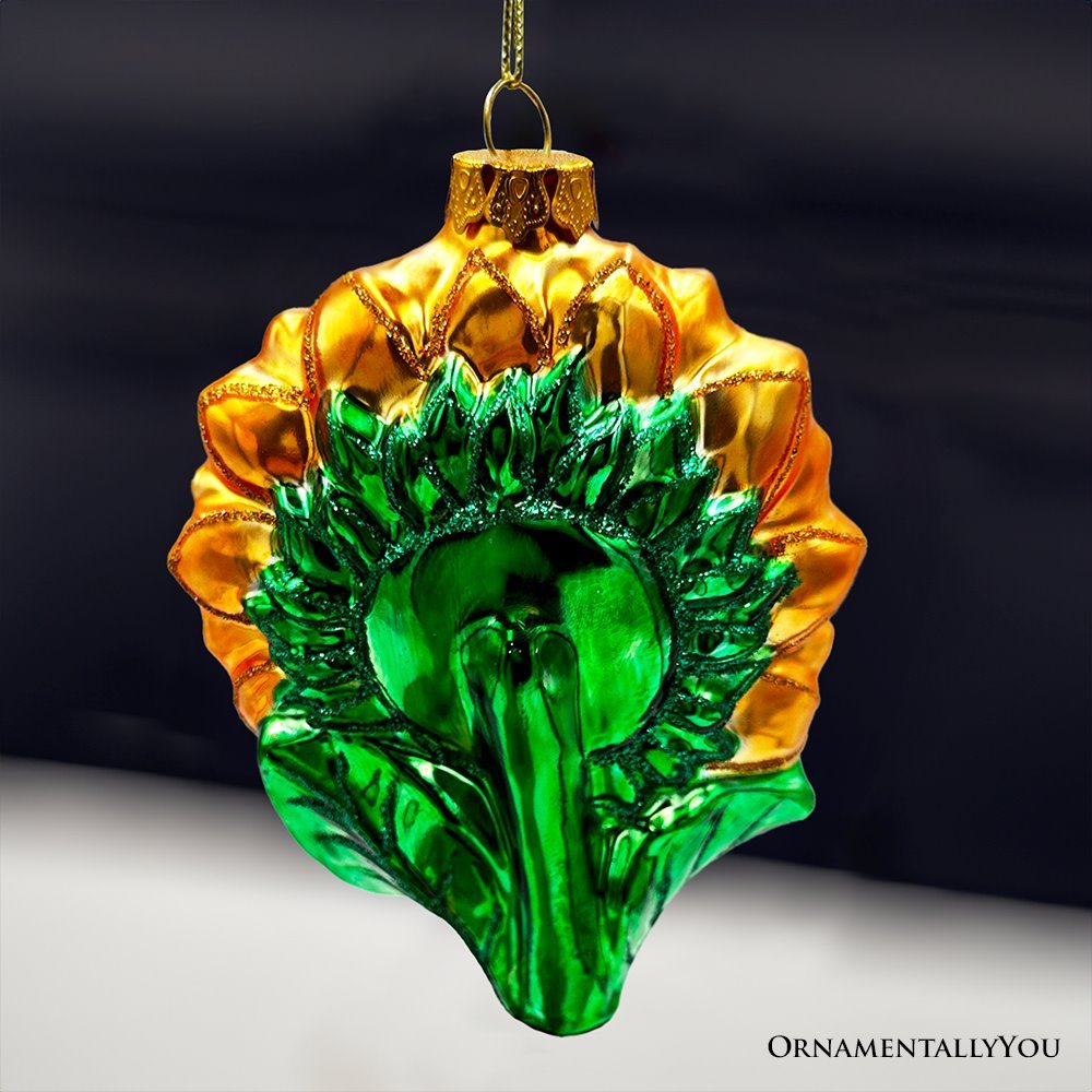 (Pre - Order) Glossy Charming Sunflower Glass Christmas Ornament - Napa Valley Wildflower Co.