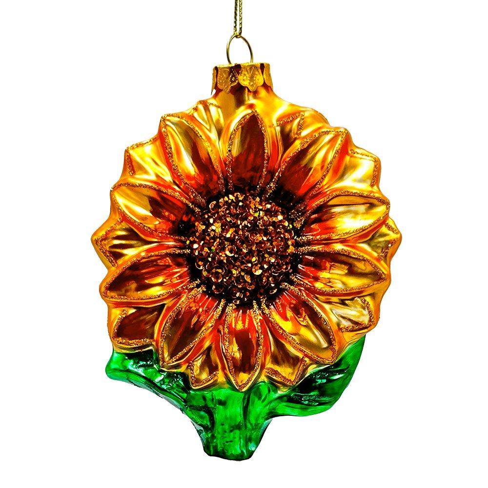 (Pre - Order) Glossy Charming Sunflower Glass Christmas Ornament - Napa Valley Wildflower Co.