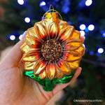 (Pre - Order) Glossy Charming Sunflower Glass Christmas Ornament - Napa Valley Wildflower Co.