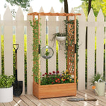 Raised Garden Bed with Arch Trellis & Hanging Roof – Wooden Planter Box (Orange Finish) - Napa Valley Wildflower Co.