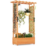 Raised Garden Bed with Arch Trellis & Hanging Roof – Wooden Planter Box (Orange Finish) - Napa Valley Wildflower Co.